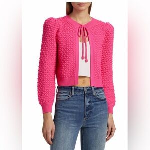 Alice + Olivia Pink Popcorn Knit Cardigan
